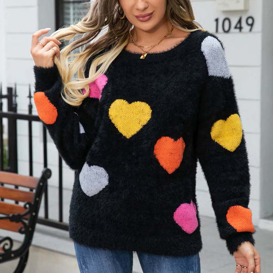 EB | Strickpullover Mit Süßem Herzmuster
