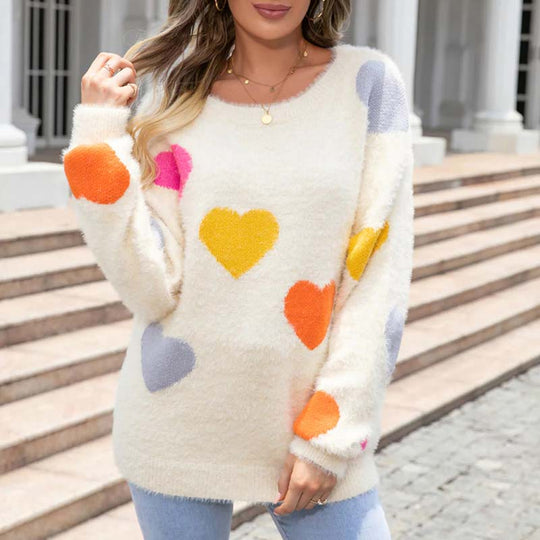 EB | Strickpullover Mit Süßem Herzmuster