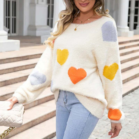 EB | Strickpullover Mit Süßem Herzmuster