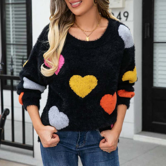 EB | Strickpullover Mit Süßem Herzmuster