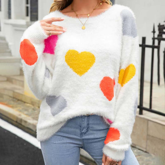 EB | Strickpullover Mit Süßem Herzmuster