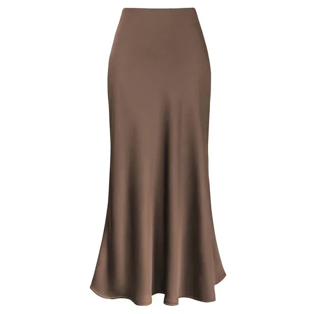 EB | Mode Langer Glänzender Satin Rock