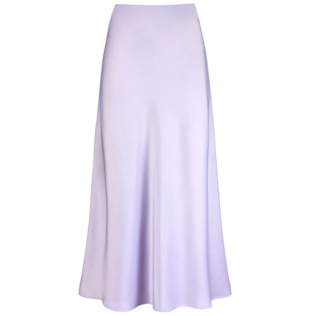 EB | Mode Langer Glänzender Satin Rock