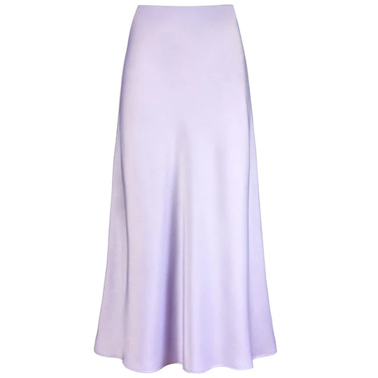 EB | Mode Langer Glänzender Satin Rock