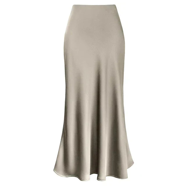 EB | Mode Langer Glänzender Satin Rock