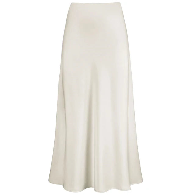 EB | Mode Langer Glänzender Satin Rock