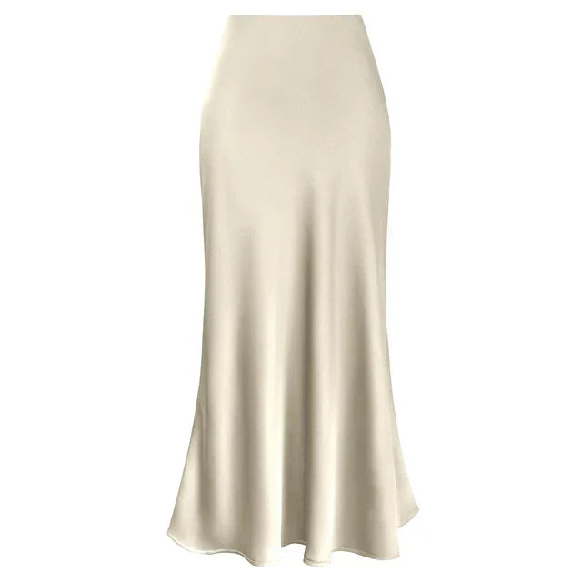 EB | Mode Langer Glänzender Satin Rock
