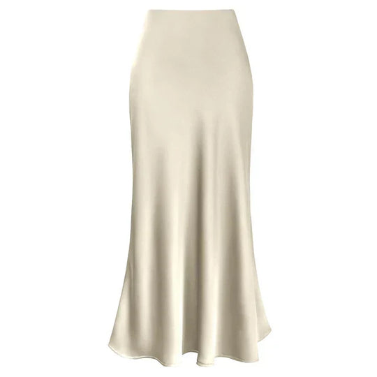 EB | Mode Langer Glänzender Satin Rock