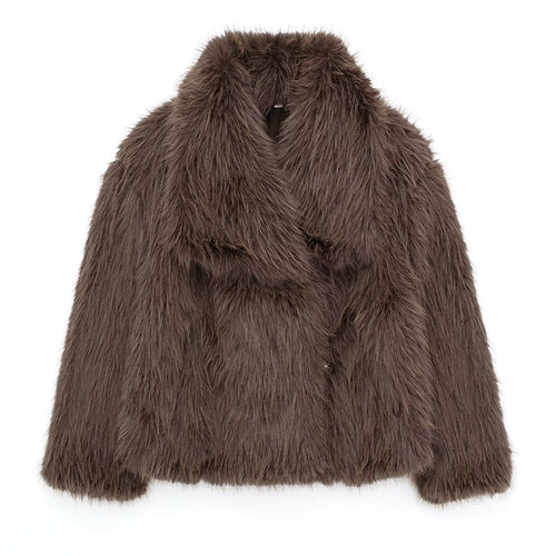 EB | Kurz Geschnittene Faux-Fur-Jacke mit Übergroßem Kragen