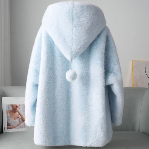 EB | Faux-Fur-Hoodie mit Pom-Details