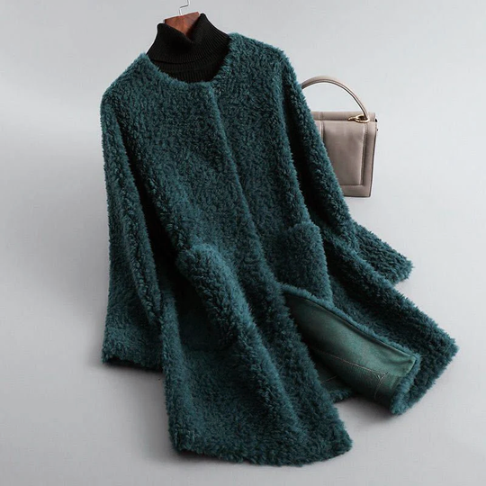 EB | Faux Shearling Midikabou mit Rundhalsausschnitt