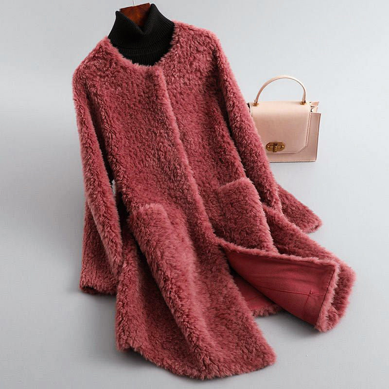 EB | Faux Shearling Midikabou mit Rundhalsausschnitt