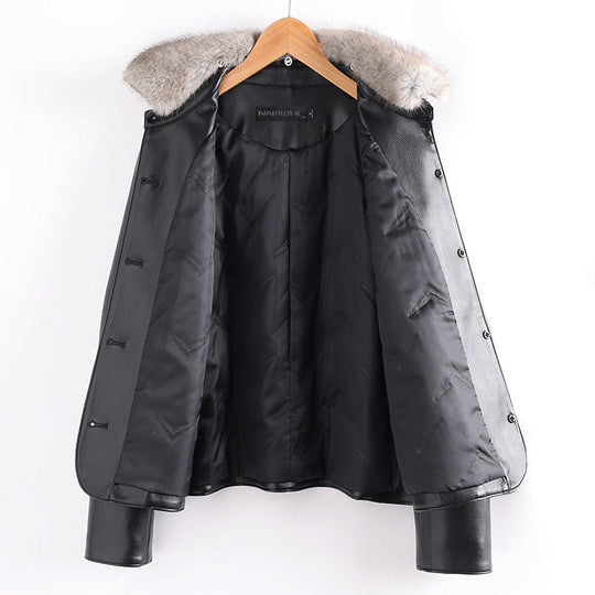 EB | Lederjacke mit Pelzkragen und Aufgesetzten Taschen