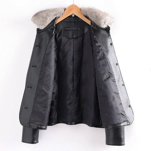 EB | Lederjacke mit Pelzkragen und Aufgesetzten Taschen