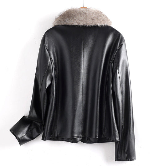 EB | Lederjacke mit Pelzkragen und Aufgesetzten Taschen