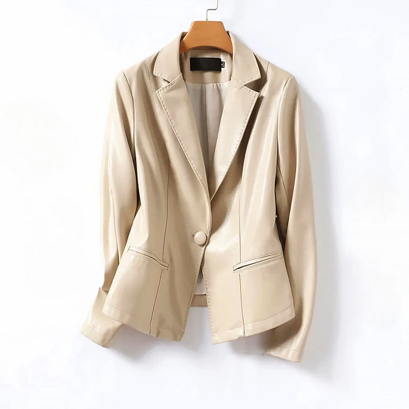 EB | Echtes Leder Ein-Knopf Blazer Jacke