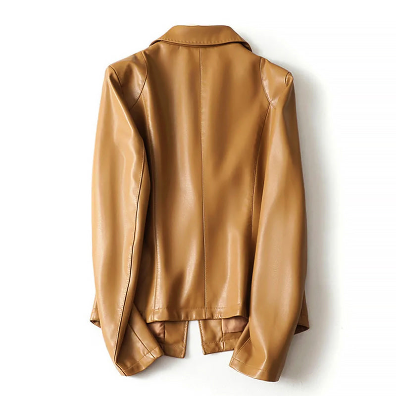 EB | Echtes Leder Ein-Knopf Blazer Jacke