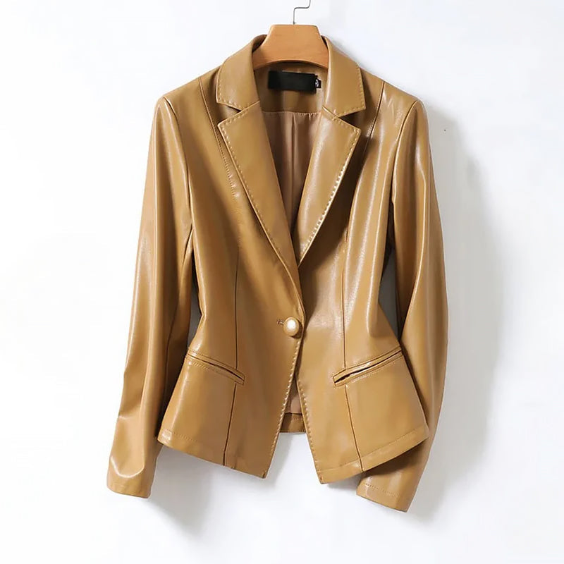 EB | Echtes Leder Einreiher Blazer Jacke