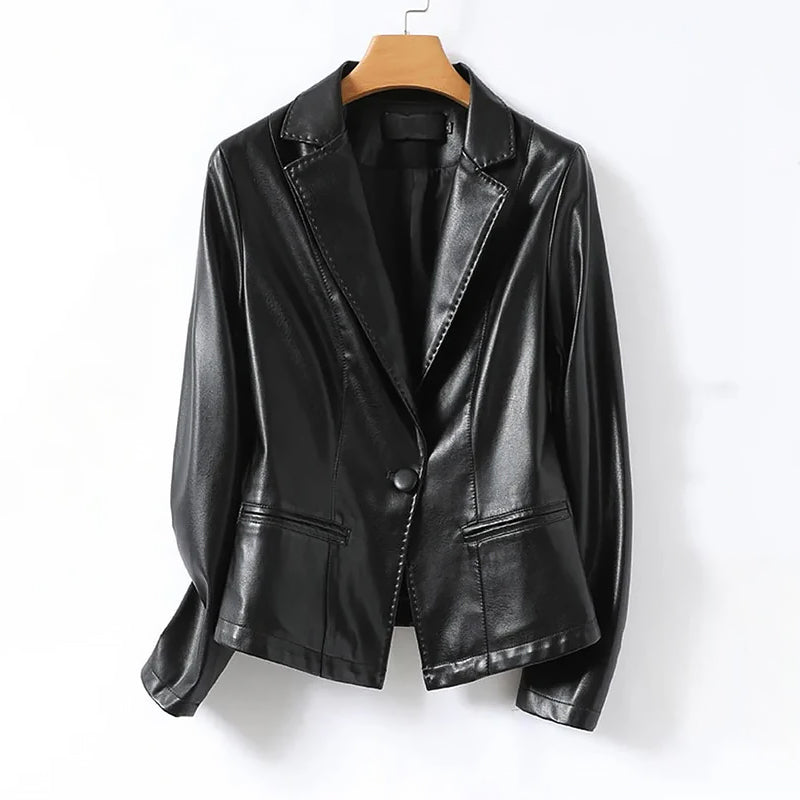 EB | Echtes Leder Einreiher Blazer Jacke