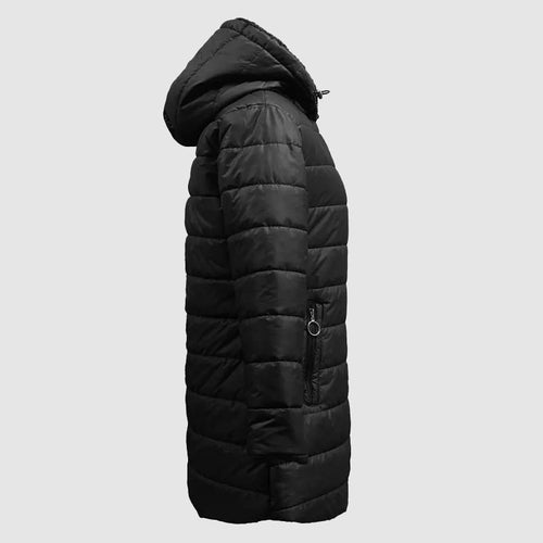 EB | Kapuzen-Langer Puffer-Mantel mit Plüsch-Innenfutter