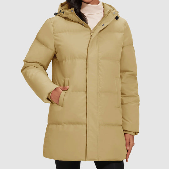 EB | Lange Gestepptes Puffer-Jacke mit Daunenfüllung