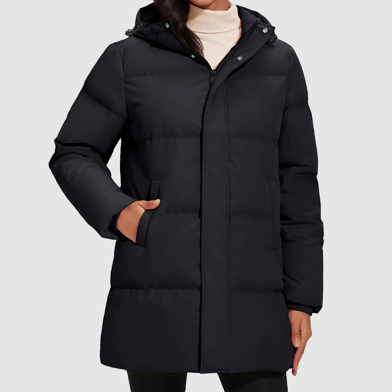 EB | Lange Gestepptes Puffer-Jacke mit Daunenfüllung