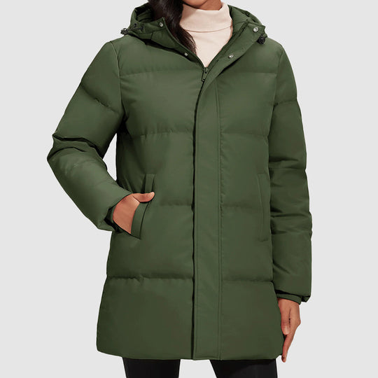 EB | Lange Gestepptes Puffer-Jacke mit Daunenfüllung