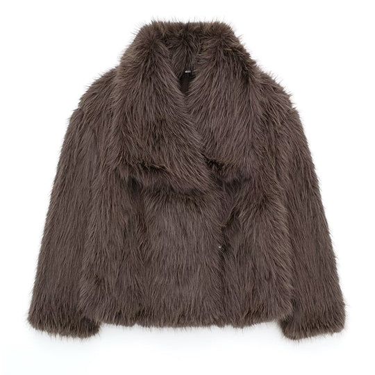 EB | Fellbesatz Relaxed Fit Mantel Oversized Kragen Hüftlanger Mantel