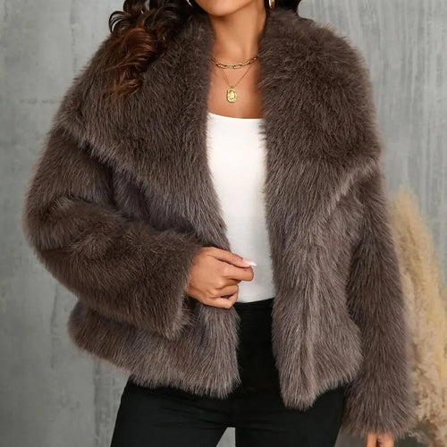 EB | Fellbesatz Relaxed Fit Mantel Oversized Kragen Hüftlanger Mantel