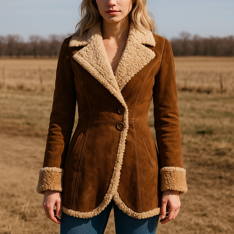 EB | Tailored Coat Faux-Fur Trim Knopf-Front Mantel