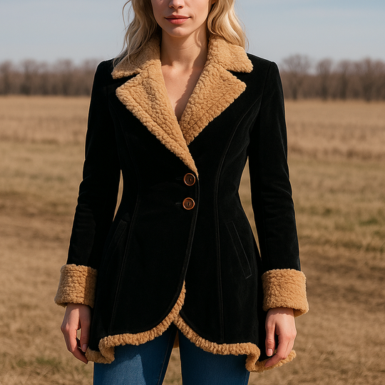 EB | Tailored Coat Faux-Fur Trim Knopf-Front Mantel