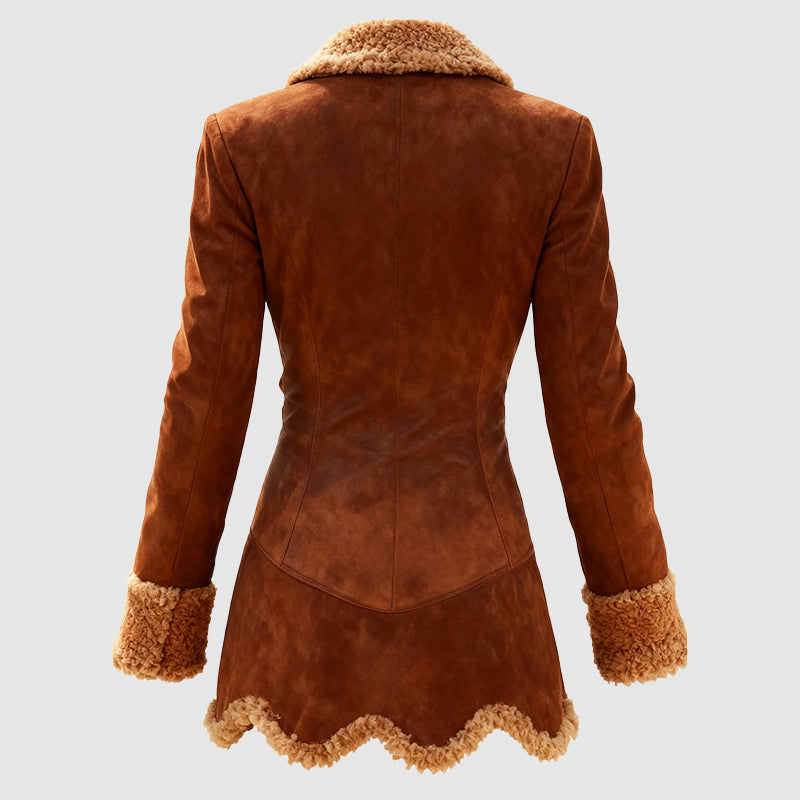 EB | Tailored Coat Faux-Fur Trim Knopf-Front Mantel