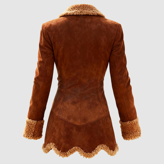 EB | Tailored Coat Faux-Fur Trim Knopf-Front Mantel