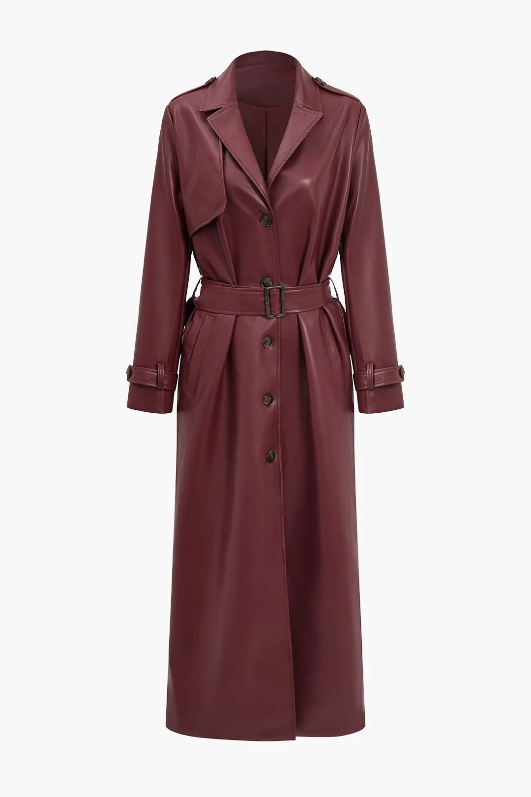 EB | Gürteltier Kunstleder Trenchcoat Langarm Klassische Passform