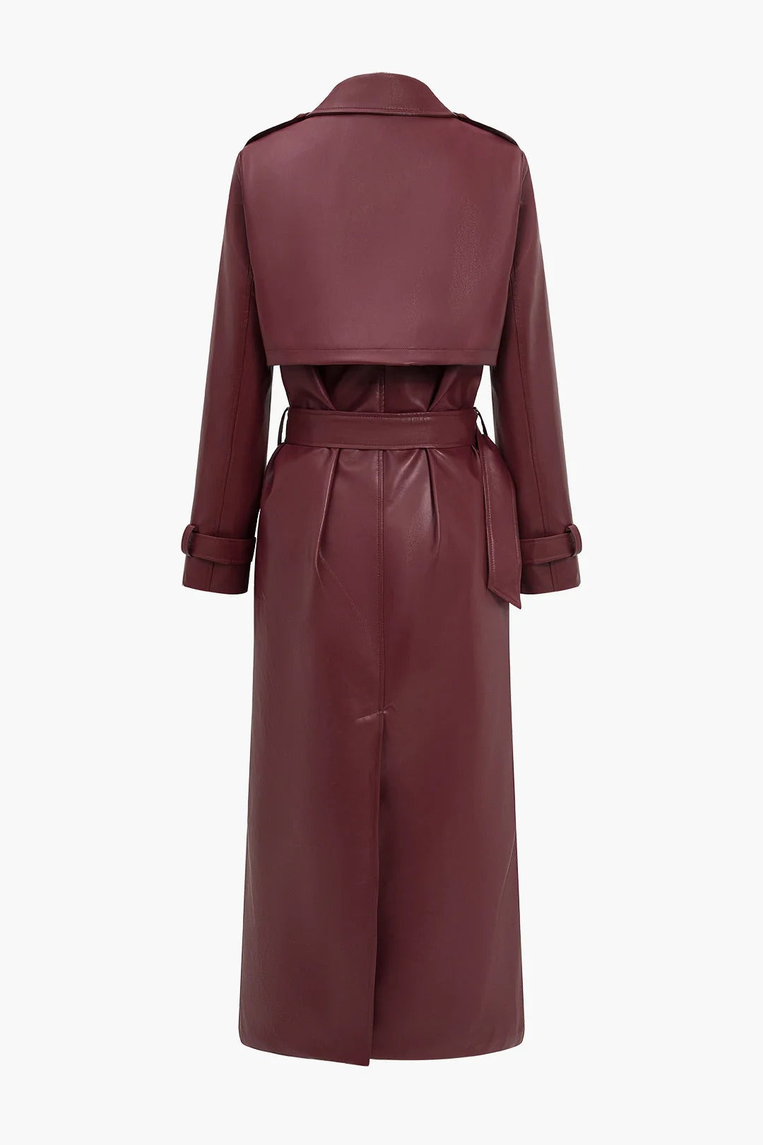 EB | Gürteltier Kunstleder Trenchcoat Langarm Klassische Passform