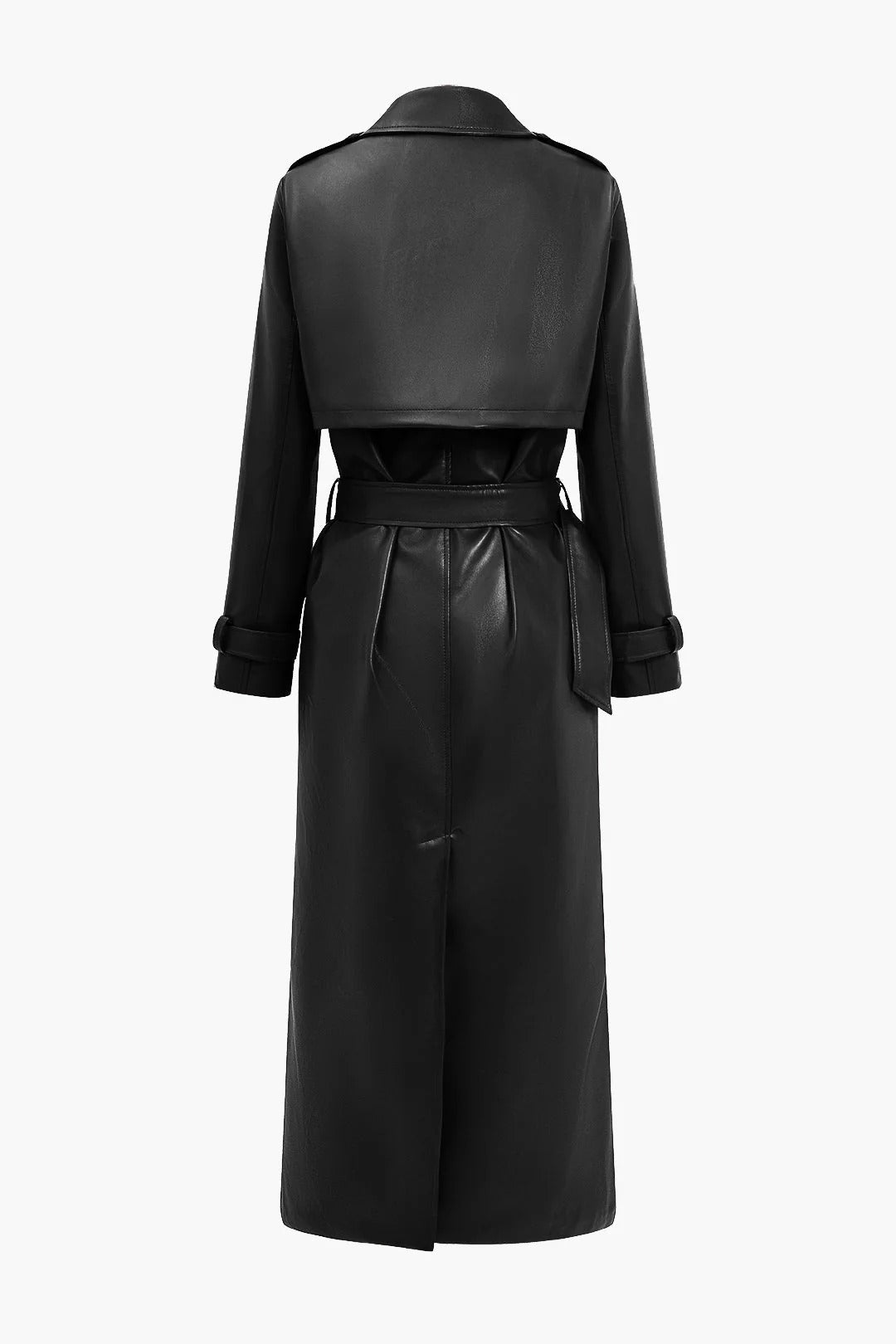EB | Gürteltier Kunstleder Trenchcoat Langarm Klassische Passform