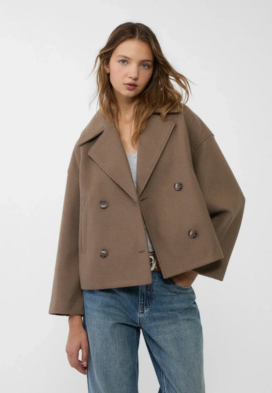 EB | Cropped Doppelreiher Mantel Boxy Kurze Jacke