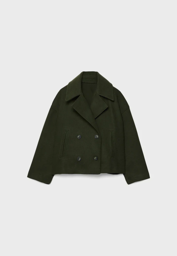 EB | Cropped Doppelreiher Mantel Boxy Kurze Jacke