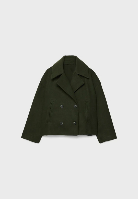 EB | Cropped Doppelreiher Mantel Boxy Kurze Jacke