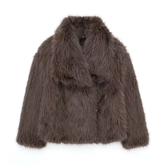 EB | Falsches Pelz Übergroße Jacke Plüsch Revers Wintermantel