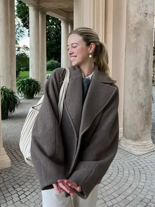 EB | Übergröße Woll Mischung Mantel Drop Shoulder