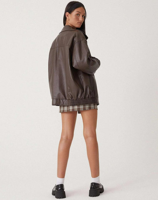 EB | Pu Leder Bomberjacke Übergröße Street Style Zip up