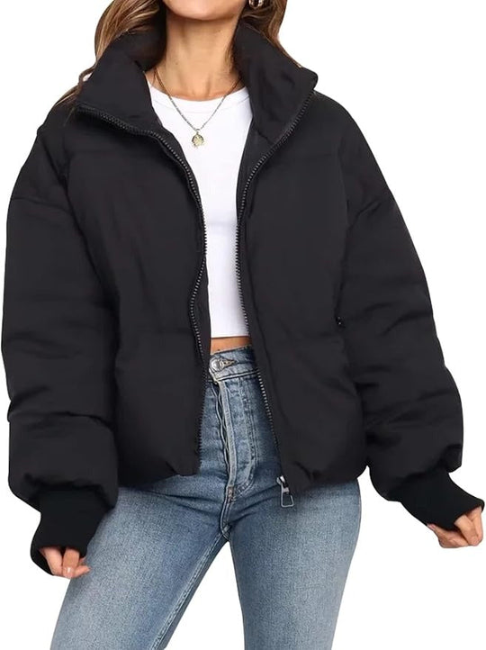 EB | Kurze Pufferjacke Übergröße Reißverschlussjacke