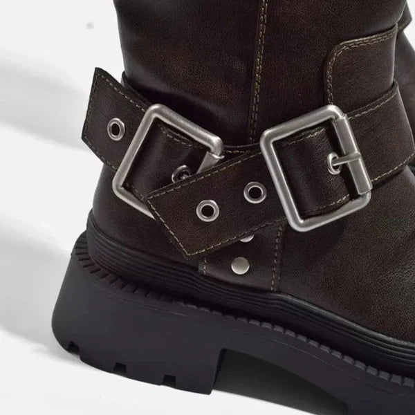 Kniehohe Damenstiefel Mit Schnalle Damen EB