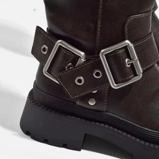 Kniehohe Damenstiefel Mit Schnalle Damen EB