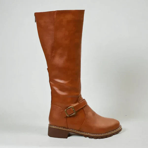 Kniehohe Damenstiefel Mit Schnallenriemen Damen EB