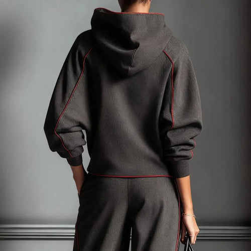 EB | Charcoal Red Kontrast Bind Hoodie