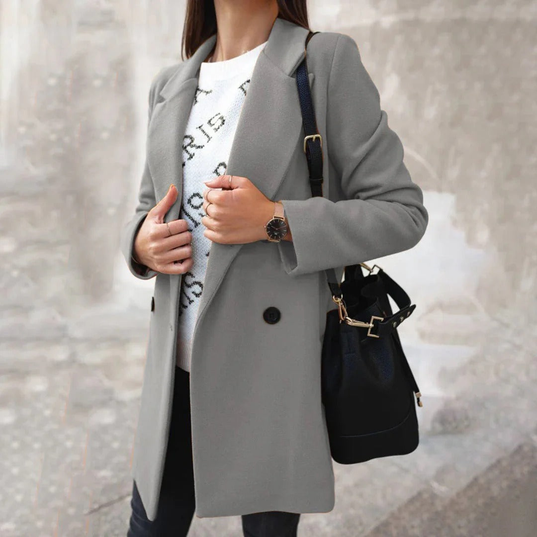 EB | Doppelreihiger Wollmantel - Mid-Length Wintermantel für Herbst/semi-formellen Stil