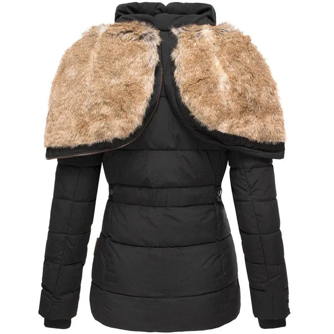 EB | Kunstfell Kapuze Gepolsterter Mantel