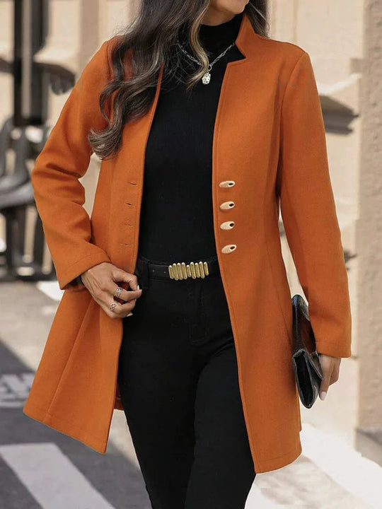 EB | Slim Fit Mid-Length Wollmantel mit klassischem Revers und Knopfverschluss - Winter-Essential